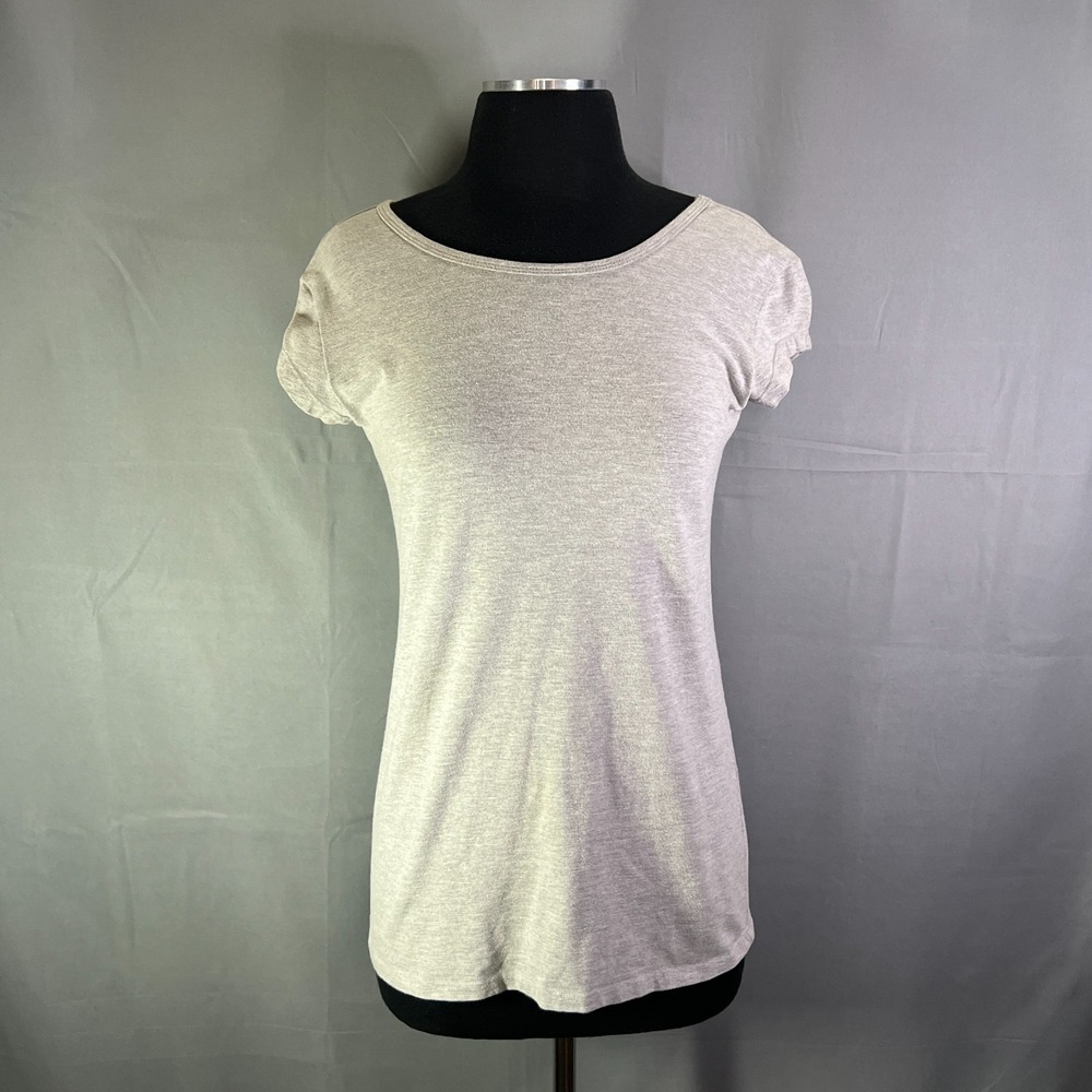 Downeast Maternity Wonder T Shirt Womens Medium Heathered Gray Stretch Crew Neck